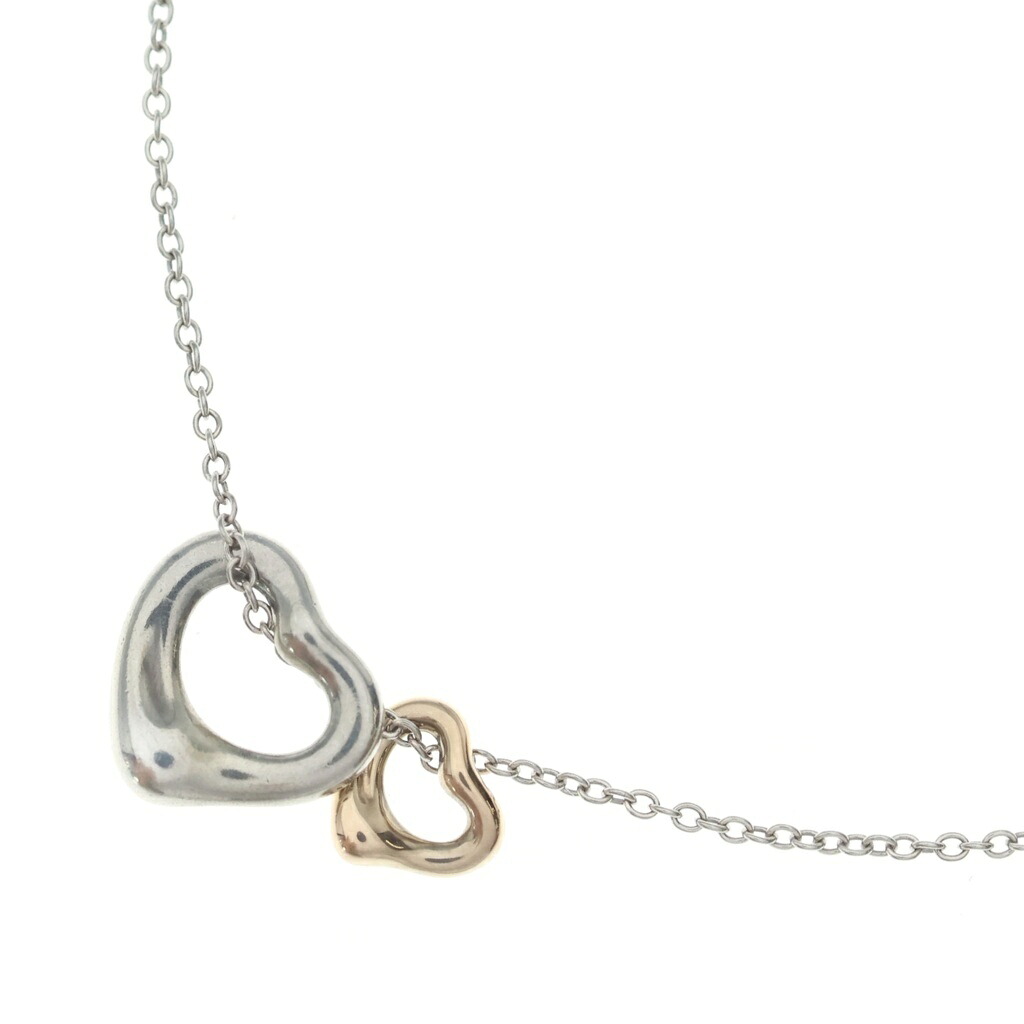 TIFFANY & Co.(ティファニー) エルサペレッティ ダブルオープンハートネックレス ペンダント チェーン シルバー&times;ピンクゴールド Ag925/Au750PG【中古】【程度B】【カラーゴールド】【取扱店舗原宿】｜ブランド買取・販売　BRING