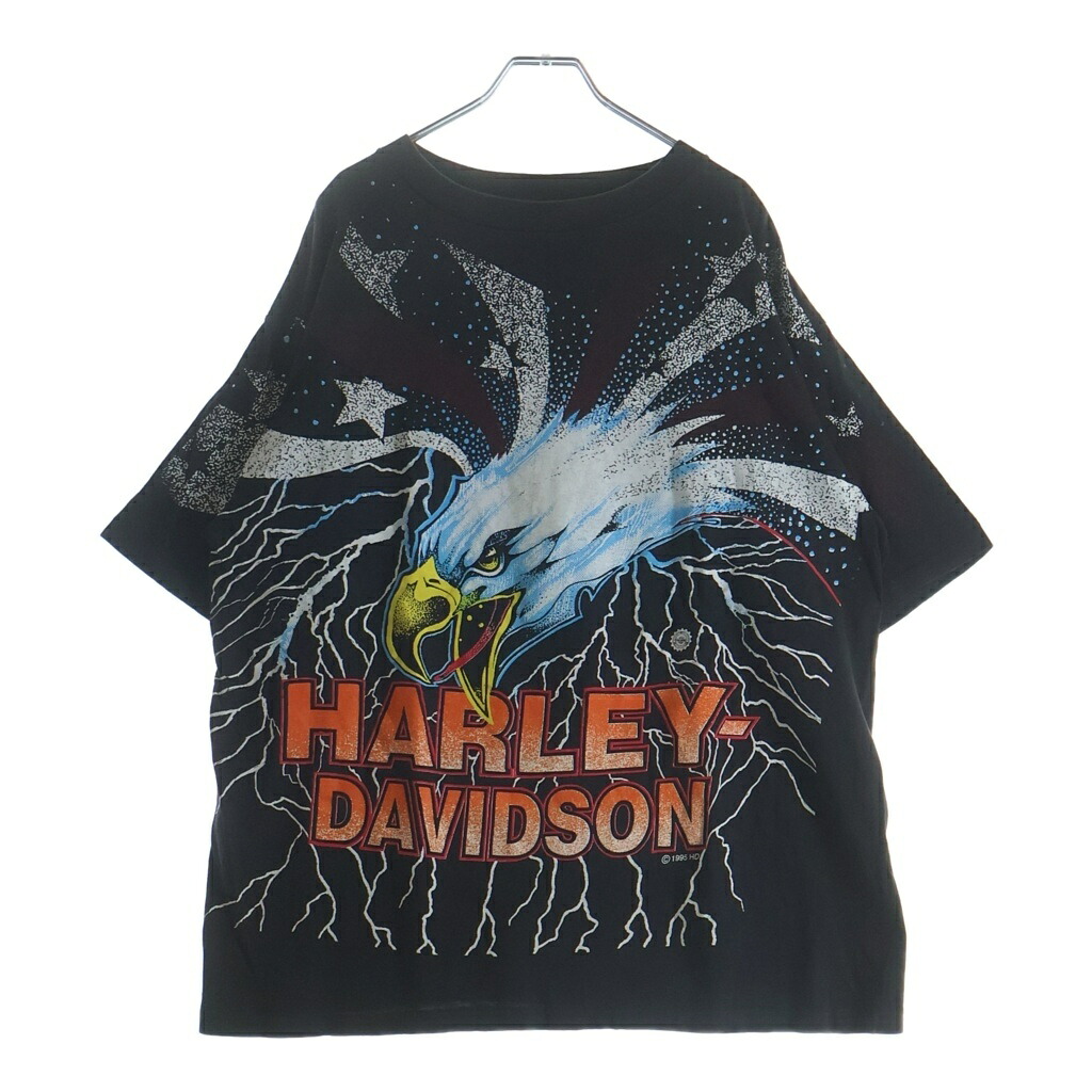HARLEY DAVIDSON(ハーレーダビッドソン) サイズ:XL 90s VINTAGE EAGLE LIGHTNING 1995 LICENSEDタグ イーグル 全面ライトニング 半袖プリントTシャツ ブラック【中古】【程度B】【カラーブラック】【取扱店舗AWESOME原宿店】|ブランド買取・販売 BRING