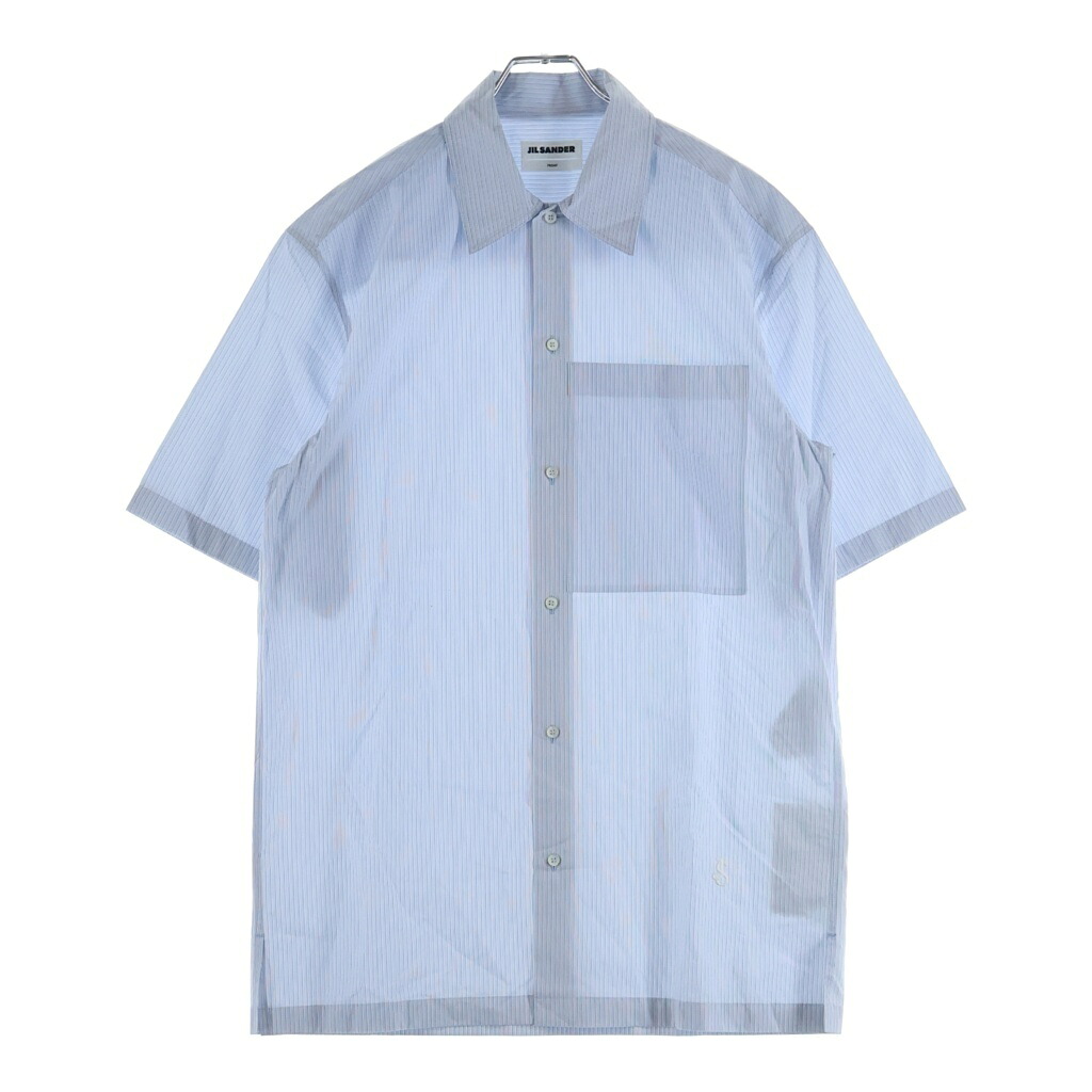 JIL SANDER(ジルサンダー) サイズ:37 Friday 7Days Stripes Shirt セブンデイズ フライデー ストライプ半袖シャツ ブルー J24DL0106 J45178【新古品/中古】【程度S】【カラーブルー】【取扱店舗BRING梅田茶屋町店】|ブランド買取・販売 BRING