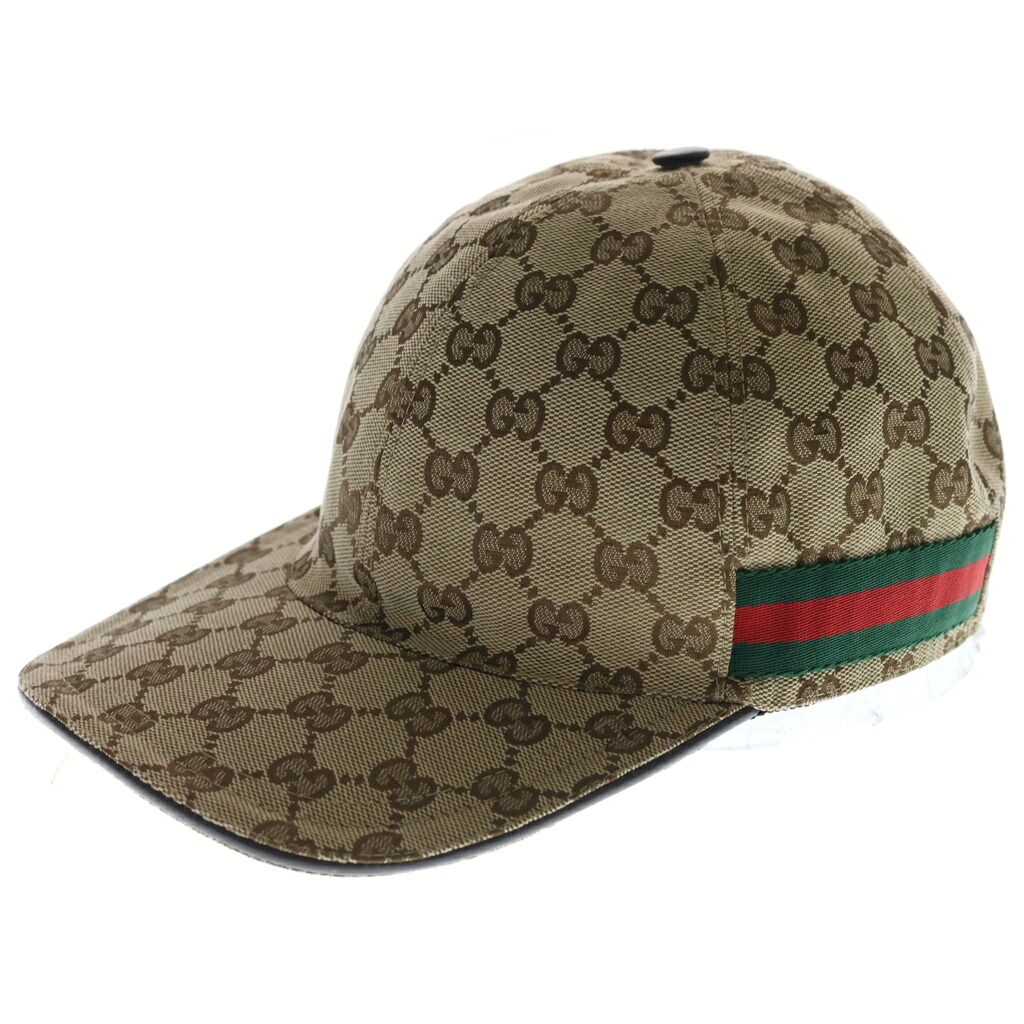 GUCCI(グッチ) サイズ:M GGキャンバス シェリーライン ベースボールキャップ 帽子 ポリエステル ナイロン ブラウン 200035【中古】【程度B】【カラーブラウン】【取扱店舗BRING梅田茶屋町店】｜ブランド買取・販売　BRING
