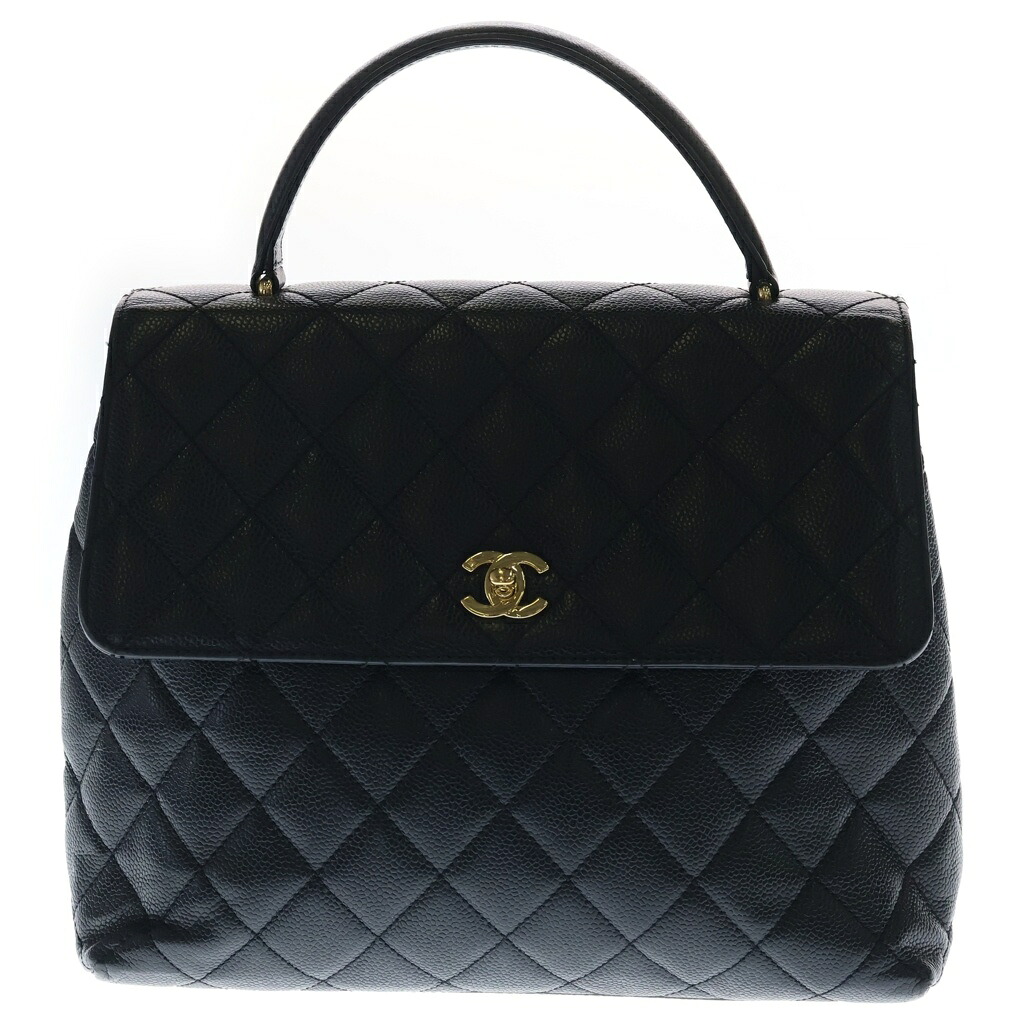 CHANEL(シャネル) マトラッセ ココマーク ターンロック トップハンドル ケリー型 ハンドバッグ ブラック キャビアスキン A12397 ゴールド金具【中古】【程度B】【カラーブラック】【取扱店舗BRING：RED新宿東口店】｜ブランド買取・販売　BRING