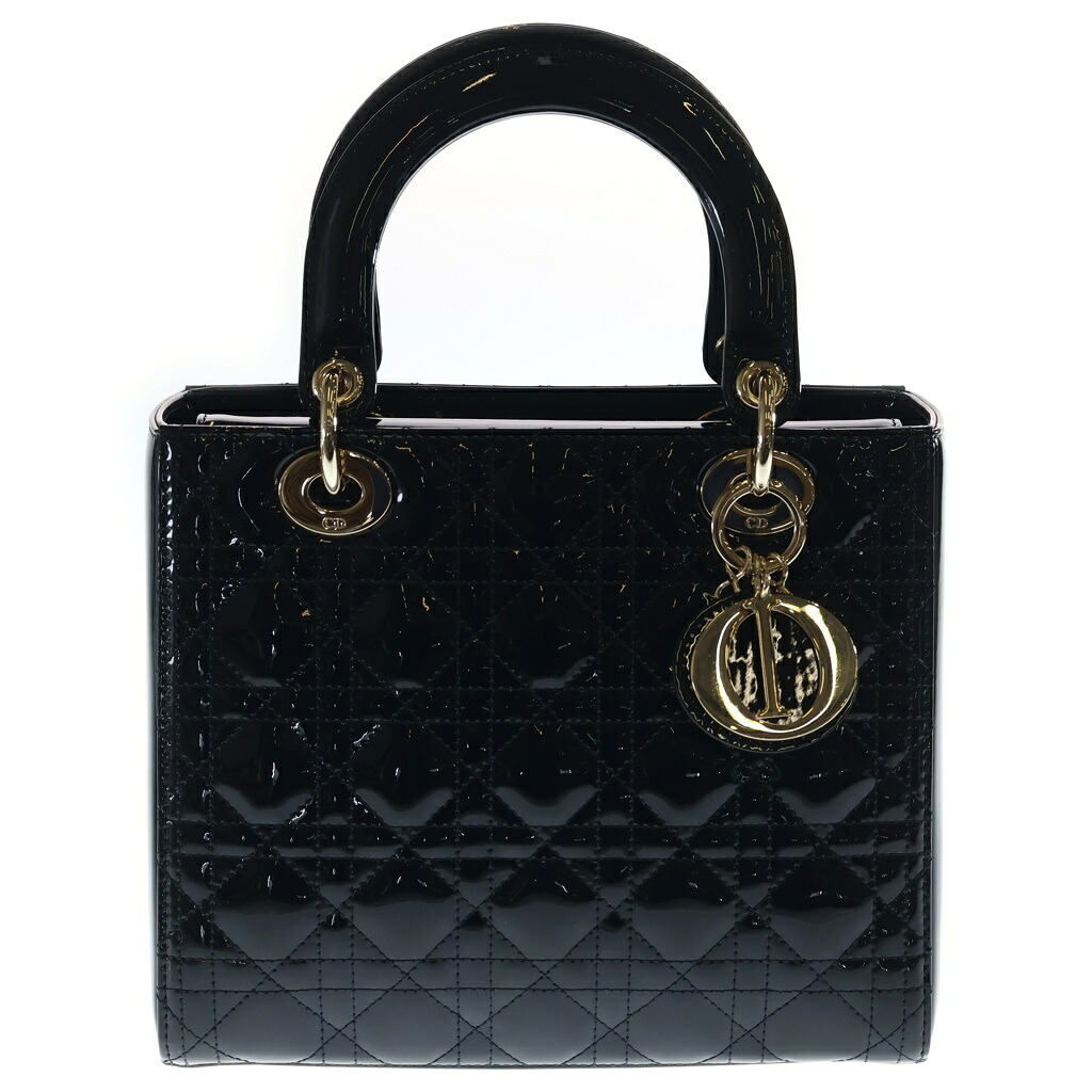 Christian Dior(クリスチャンディオール) レディディオール ミディアム カナージュ パテントレザー 2WAY ハンド ショルダーバッグ ゴールド金具 ブラック【中古】【程度B】【カラーブラック】【取扱店舗BRING：RED新宿東口店】｜ブランド買取・販売　BRING