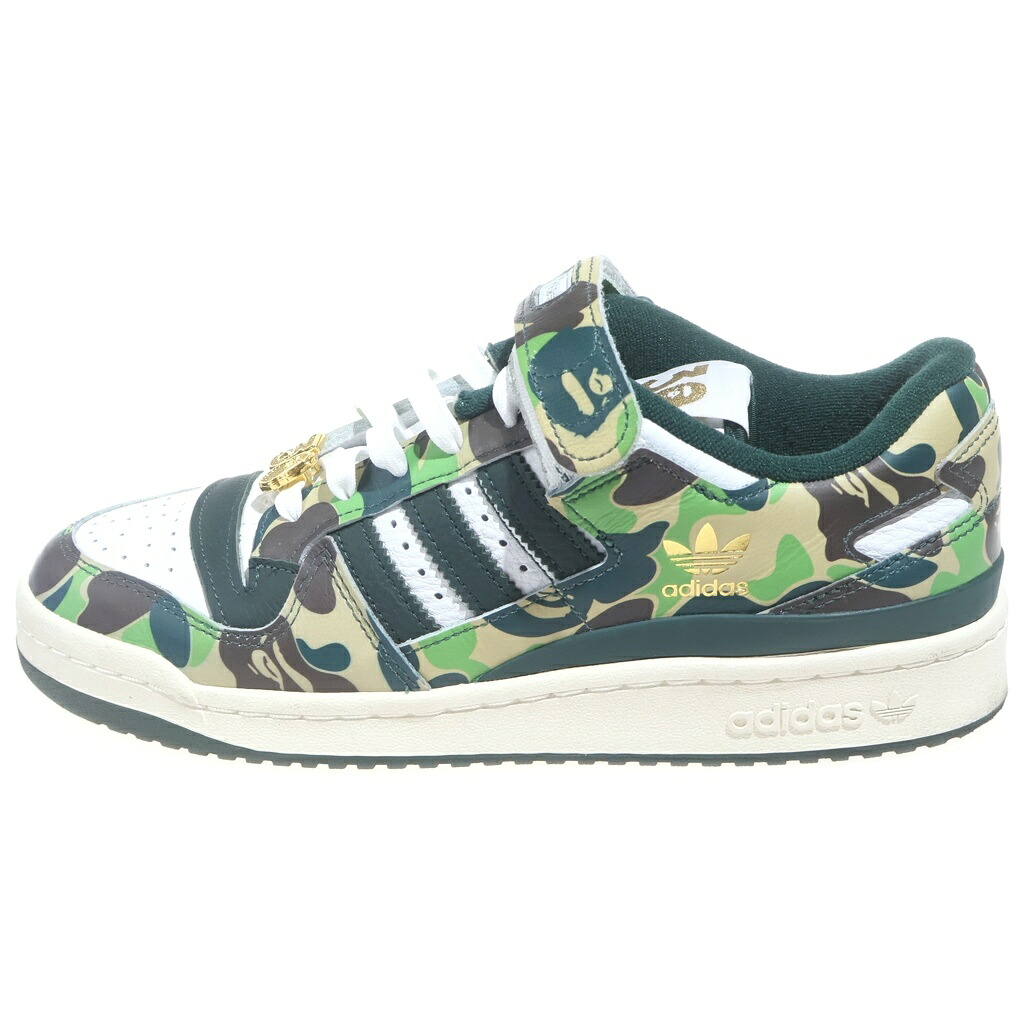 adidas(アディダス) サイズ:26.5cm &times;A BATHING APE FORUM 84 LOW 30TH ANNIVERSARY GREEN CAMO アベイシングエイプ フォーラム84 30周年記念 グリーン カモ ローカットスニーカー マルチ US8.5/26.5cm ID4771【中古】【程度B】【カラーマルチカラー】【オンライン限定商品】｜ブランド買取・販売　BRING