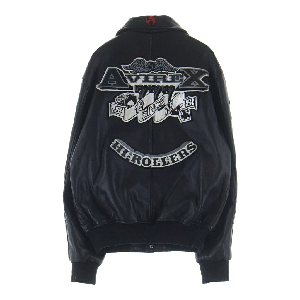 AVIREX(アヴィレックス) サイズ:M VARSITY LEATHER JACKET ロゴパッチ付き レザージャケット ブラック【中古】【程度B】【カラーブラック】【取扱店舗BRING THRIFT CLOSET あべの店】|ブランド買取・販売 BRING