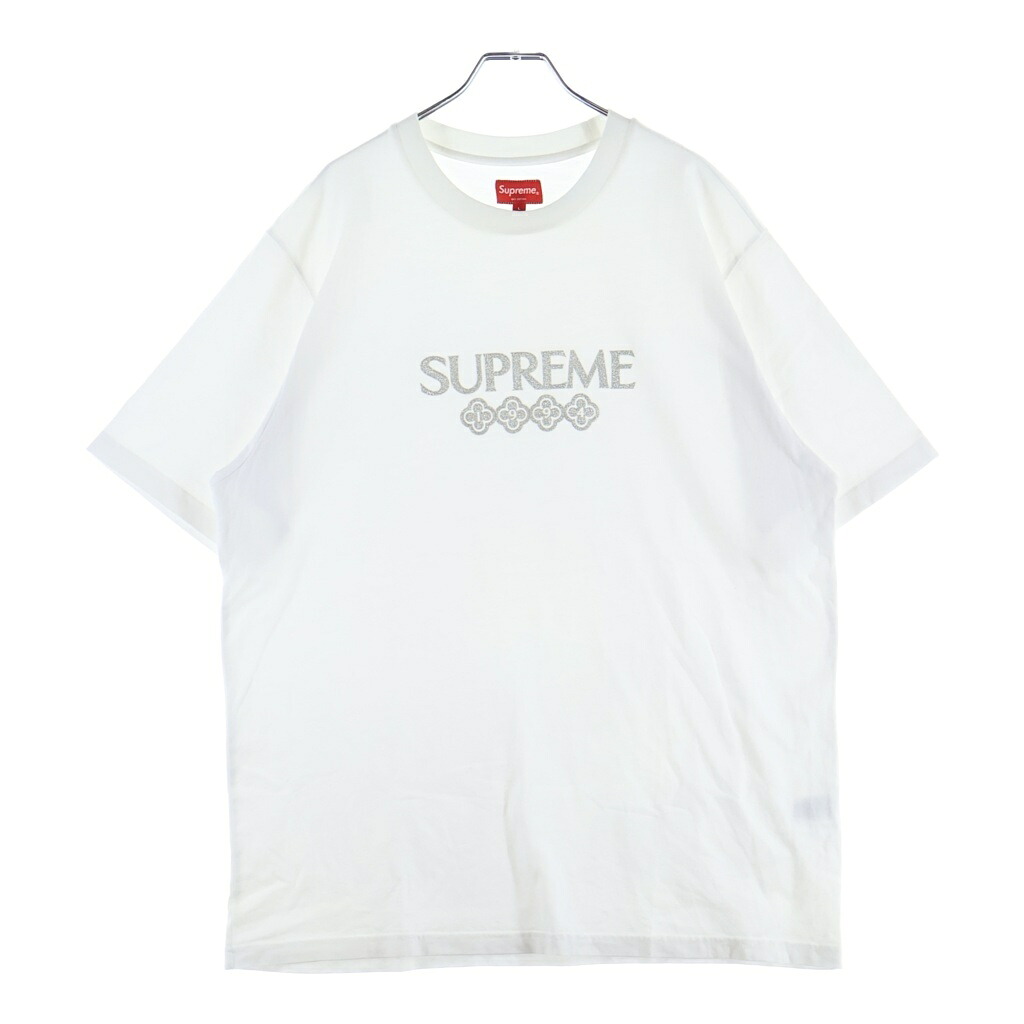 SUPREME(シュプリーム) サイズ:L 21AW GLITTER S/S TOP グリッター クルーネック半袖Tシャツ カットソー ホワイト【中古】【程度B】【カラーホワイト】【取扱店舗BRING THRIFT CLOSET あべの店】|ブランド買取・販売 BRING