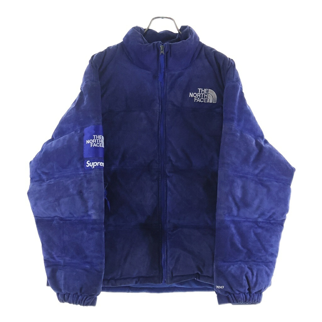 SUPREME(シュプリーム) サイズ:L 23AW&times;THE NORTH FACE Suede Nuptse Jacket ノースフェイス スウェード ヌプシ ダウン ジャケット ブルー NF0A875NO9Y【中古】【程度B】【カラーブルー】【取扱店舗BRING WASTE_NOT】｜ブランド買取・販売　BRING