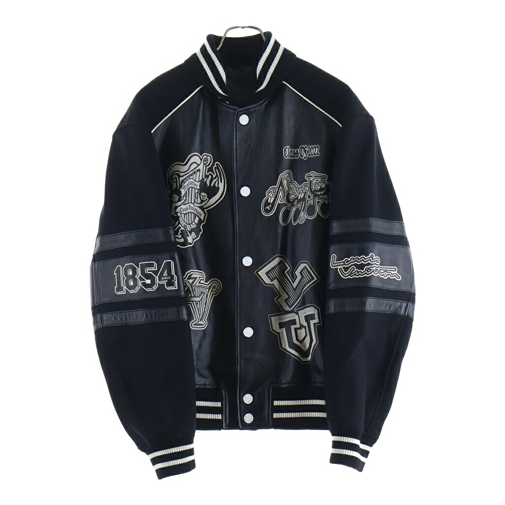 LOUIS VUITTON(ルイヴィトン) サイズ:48 23SS グラフィックプリント レザーバーシティジャケット スタジャン ブルゾン ブラック RM231M U35 HOL07E【新古品/中古】【程度S】【カラーブラック】【取扱店舗BRING THRIFT CLOSET 幕張店】｜ブランド買取・販売　BRING