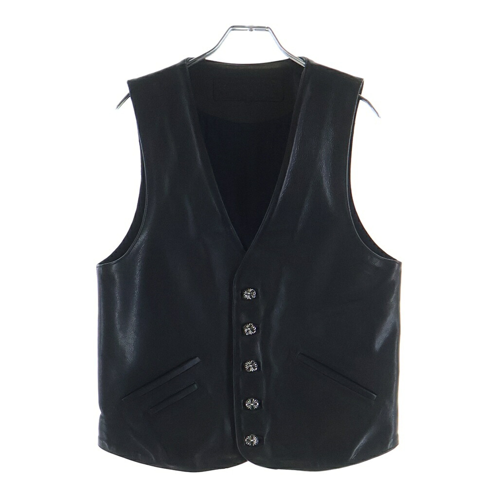 CHROME HEARTS(クロムハーツ) サイズ:S 5BTN VEST 5ボタンレザーベスト ブラック【中古】【程度A】【カラーブラック】【取扱店舗OneStyle原宿店】｜ブランド買取・販売　BRING