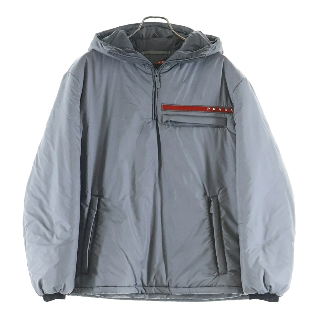 PRADA(プラダ) サイズ:XS 18AW Linea Rossa Anorak Puffer Jacket リネアロッサ アノラック パファージャケット グレー ダウン SGN919【中古】【程度C】【カラーグレー】【取扱店舗BRING有楽町マルイ店】|ブランド買取・販売 BRING