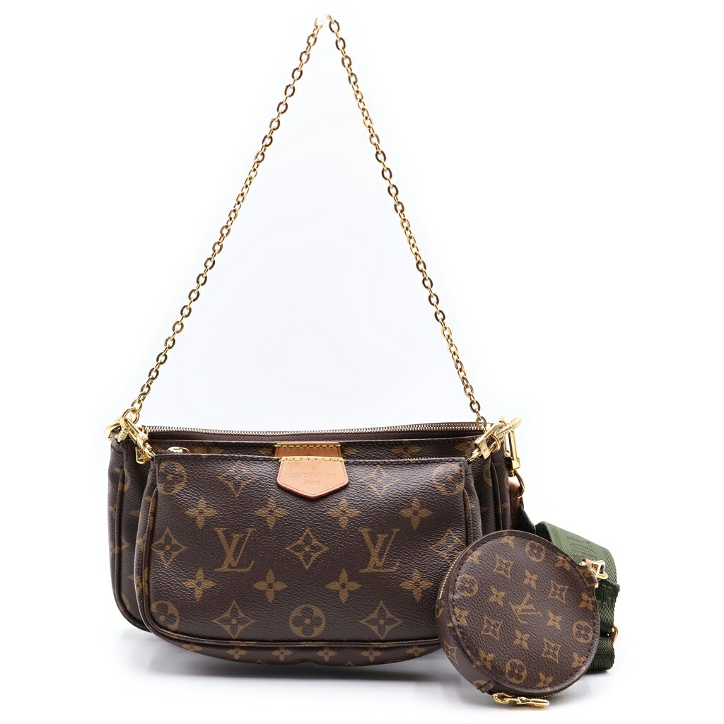 LOUIS VUITTON(ルイヴィトン) サイズ:- ミュルティ ポシェット アクセソワール チェーン ショルダーバック モノグラム PVC レザー ブラウン/カーキ【中古】【程度B】【カラーブラウン】【取扱店舗BRING WASTE_NOT】｜ブランド買取・販売　BRING