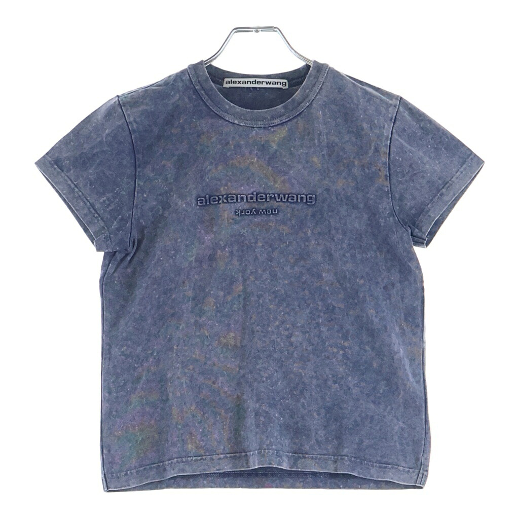 ALEXANDER WANG(アレキサンダーワン) サイズ:XS Cropped T-Shirt フェード加工 エンボスロゴ クロップド半袖Tシャツ ネイビー レディース 1CC1241876【中古】【程度A】【カラーネイビー】【取扱店舗BRING原宿店】|ブランド買取・販売 BRING