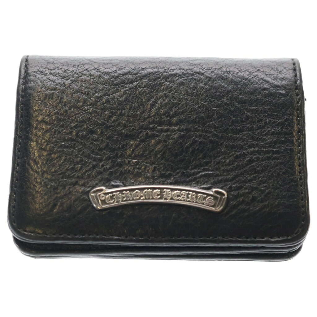 CHROME HEARTS(クロムハーツ) サイズ:- CRD CSE3PKTWDV1 アーチロゴプレート3ポケットレザーカードケース ブラック/シルバー【中古】【程度B】【カラーブラック】【取扱店舗OneStyle名古屋パルコ店】|ブランド買取・販売 BRING