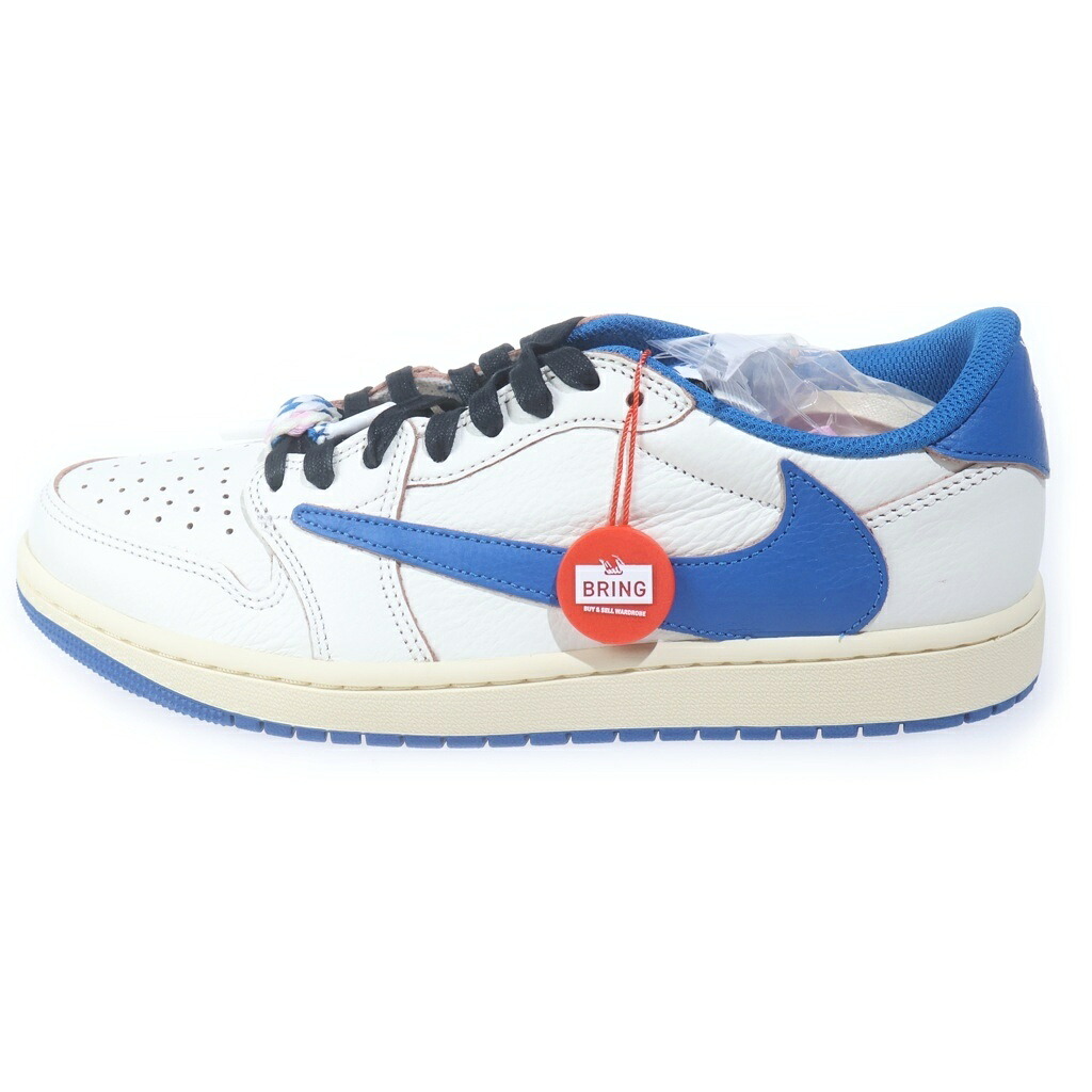 NIKE(ナイキ) サイズ:27.5cm &times;TRAVIS SCOTT FRAGMENT DESIGN AIR JORDAN 1 LOW DM7866-104 トラヴィススコット フラグメント エアジョーダン 1 ローカットスニーカー ブルー/ホワイト US9.5/27.5cm【新古品/中古】【程度S】【カラーホワイト】【取扱店舗BRING WASTE_NOT】｜ブランド買取・販売　BRING