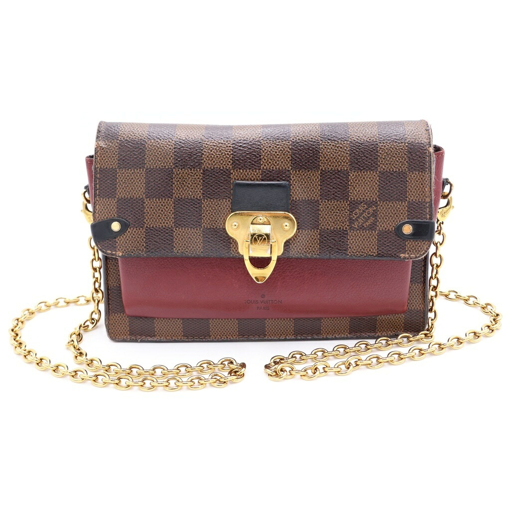 LOUIS VUITTON(ルイヴィトン) ポルトフォイユ ヴァヴァン チェーンショルダーバッグ ミニバッグ ウォレット ブラウン×ワインレッド レザー×PVC N60222 ゴールド金具【中古】【程度B】【カラーブラウン】【取扱店舗BRING心斎橋店】|ブランド買取・販売 BRING