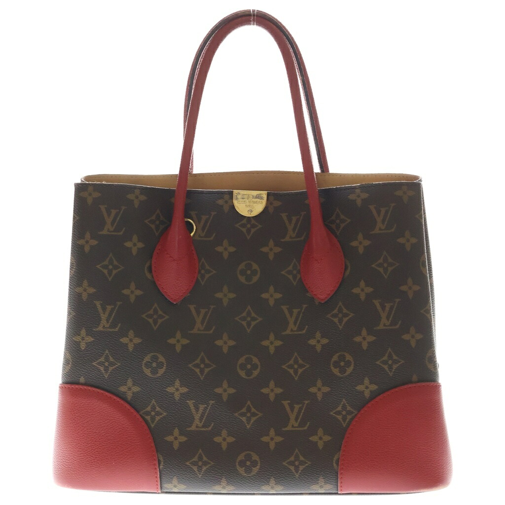 LOUIS VUITTON(ルイヴィトン) モノグラム フランドリン ハンドバッグ トートバッグ ブラウン&times;レッド レザー&times;PVC M41596 ゴールド金具【中古】【程度B】【カラーブラウン】【取扱店舗BRING心斎橋店】｜ブランド買取・販売　BRING