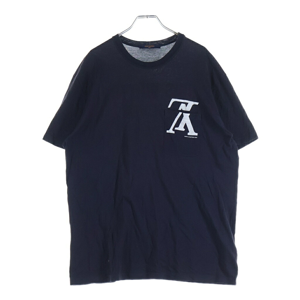 LOUIS VUITTON(ルイヴィトン) サイズ:M FOREVER 半袖ロゴTシャツ カットソー 両面プリント ネイビー RM182M FMB HFY21W【中古】【程度B】【カラーネイビー】【取扱店舗BRING原宿店】｜ブランド買取・販売　BRING