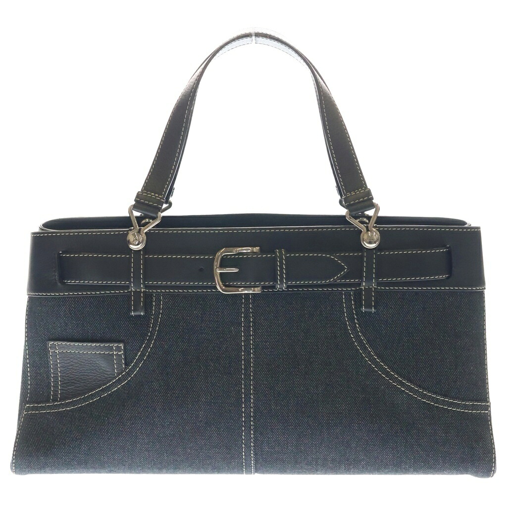 Christian Dior(クリスチャンディオール) ストリートシック ベルト バックル デニム トートバッグ ハンドバッグ ブラック BM-0042 BM-0042【中古】【程度B】【カラーブラック】【取扱店舗BRING新宿店】｜ブランド買取・販売　BRING
