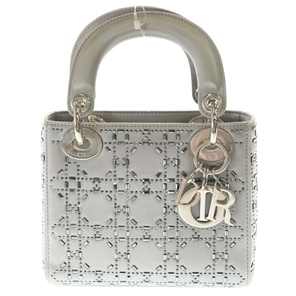 Christian Dior(クリスチャンディオール) レディディオール ラインストーン 2WAYハンドバッグ ショルダーバッグ グレー シルバー金具【中古】【程度B】【カラーグレー】【取扱店舗BRING:RED新宿東口店】|ブランド買取・販売 BRING