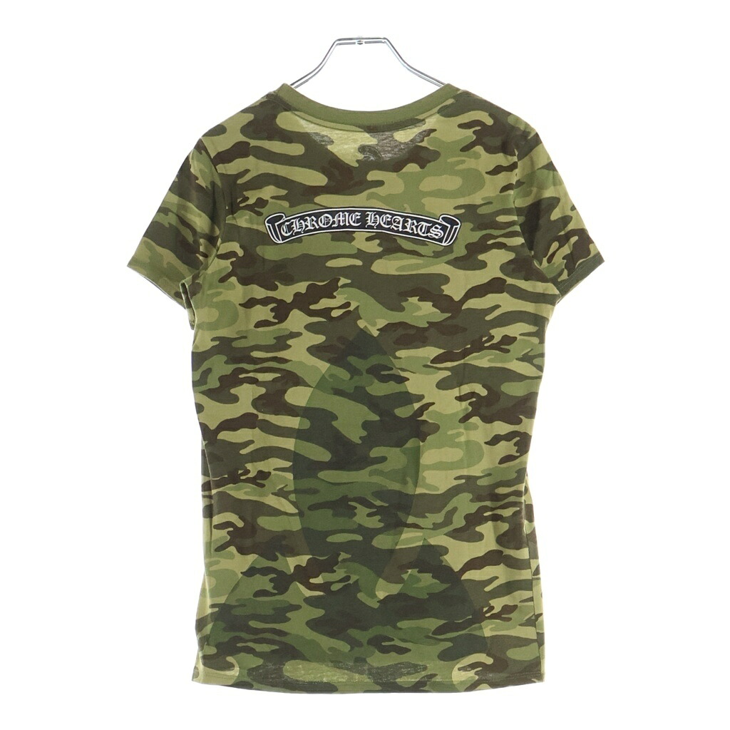 CHROME HEARTS(クロムハーツ) サイズ:M OLD SCROLL LABEL S/S TEE オールド スクロールラベルプリント カモフラ柄 迷彩 クルーネック半袖Tシャツ ショートスリーブカットソー カーキ【中古】【程度B】【カラーカーキ】【取扱店舗BRING梅田茶屋町店】｜ブランド買取・販売　BRING