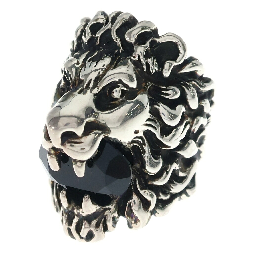 GUCCI(グッチ) サイズ:11.0号 ライオンヘッド ブラッククリスタル リング シルバー 402763 #11【中古】【程度B】【カラーシルバー】【取扱店舗新宿】｜ブランド買取・販売　BRING