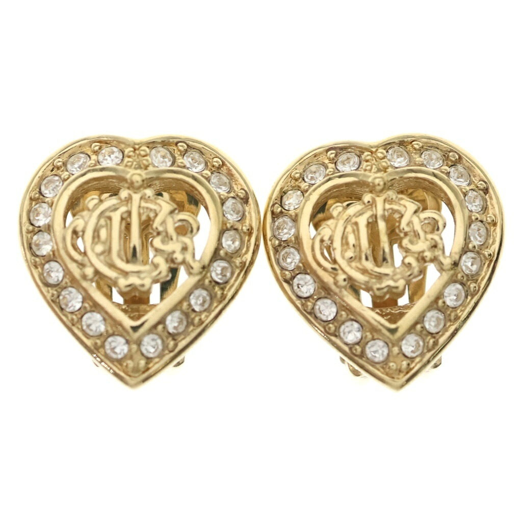 Christian Dior(クリスチャンディオール) ロゴ ハート ラインストーン イヤリング ゴールド【中古】【程度B】【カラーゴールド】【取扱店舗BRING心斎橋店】|ブランド買取・販売 BRING