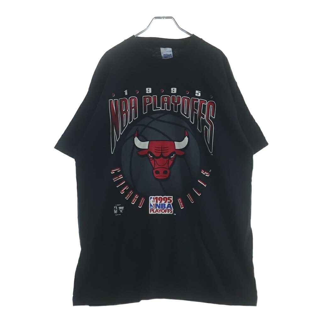 VINTAGE(ヴィンテージ) サイズ:L 90s CHICAGO BULLS NBA PLAYOFFS フロントプリント 半袖Tシャツ カットソー ブラック【新古品/中古】【程度S】【カラーブラック】【取扱店舗BRING THRIFT CLOSET 幕張店】｜ブランド買取・販売　BRING 7,973円
