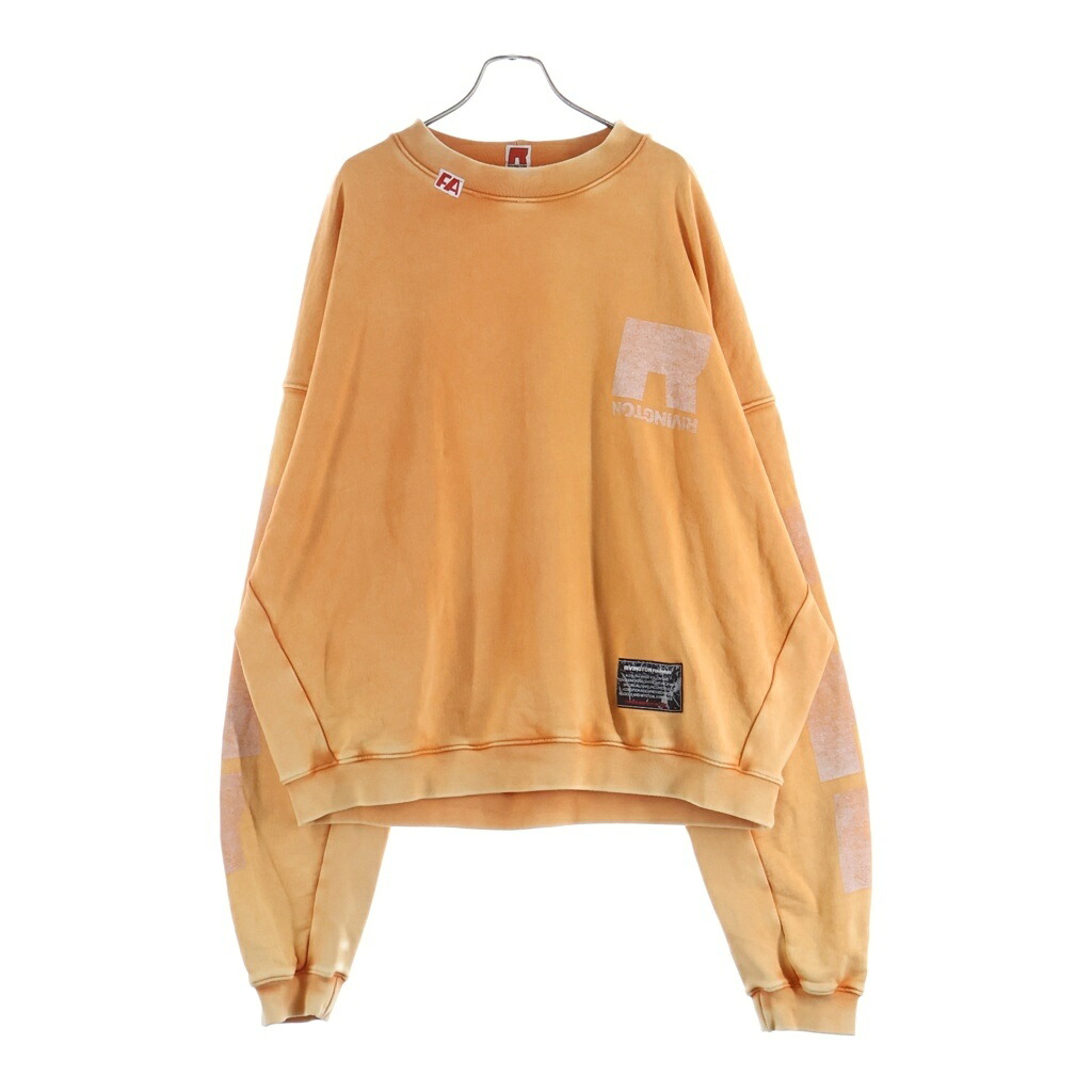 RRR123 RIVINGTON roi Rebis(リヴィントンロイレビス) サイズ:XXL HERITAGE SWEATSHIRT ヘリテージ ヴィンテージ加工 ロゴプリント クルーネックスウェットトレーナー オレンジ【中古】【程度B】【カラーオレンジ】【取扱店舗BRING渋谷店】|ブランド買取・販売 BRING