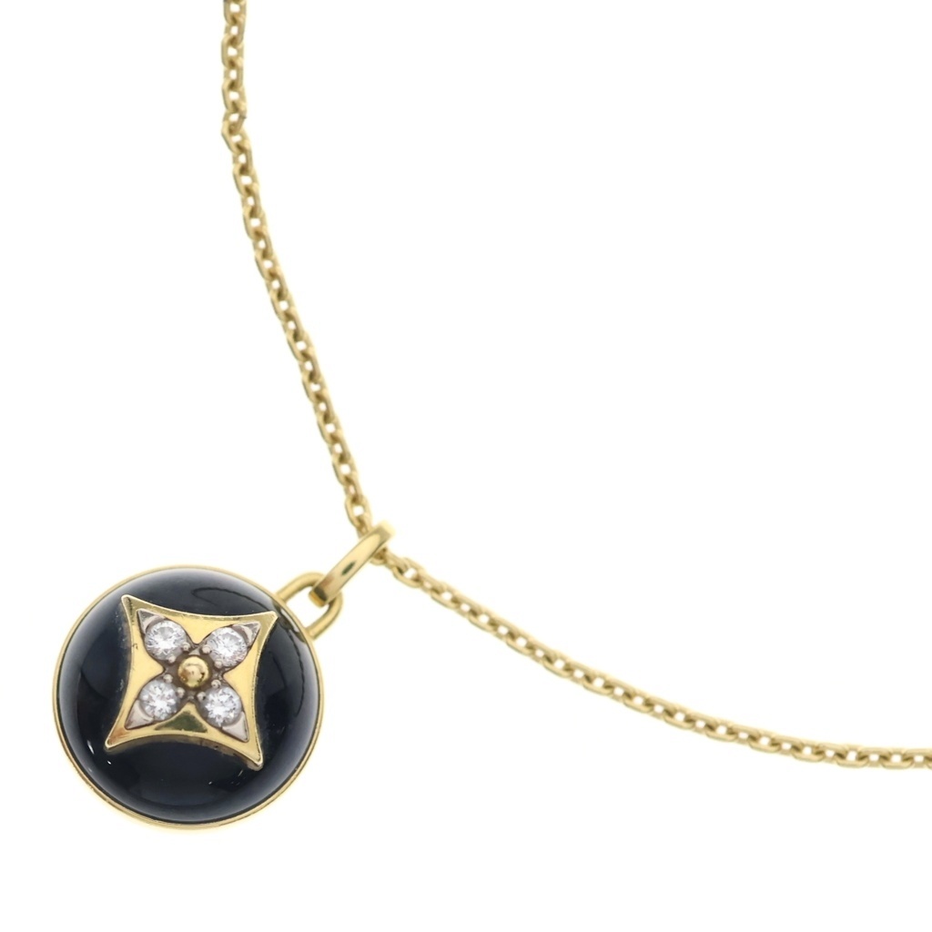 LOUIS VUITTON(ルイヴィトン) パンダンティフPM ブロッサム オニキス ダイヤ ネックレス K18YG イエローゴールド/ブラック Q93758【中古】【程度B】【カラーゴールド】【取扱店舗BRING心斎橋店】｜ブランド買取・販売　BRING