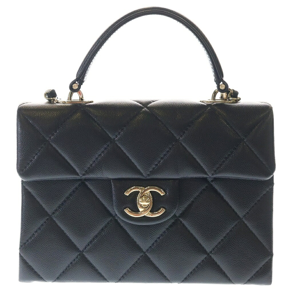 CHANEL(シャネル) ミニマトラッセ トップハンドル キャビアスキン レザー チェーンショルダーバッグ ゴールド金具 ブラック プレート AS4711【中古】【程度B】【カラーブラック】【取扱店舗BRING：RED新宿東口店】｜ブランド買取・販売　BRING