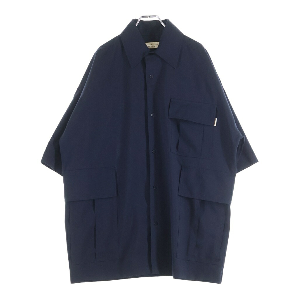 MARNI(マルニ) サイズ:44 21AW トロピカルウール 半袖シャツ ネイビー CUMU0207A0 S45455【中古】【程度A】【カラーネイビー】【オンライン限定商品】｜ブランド買取・販売　BRING