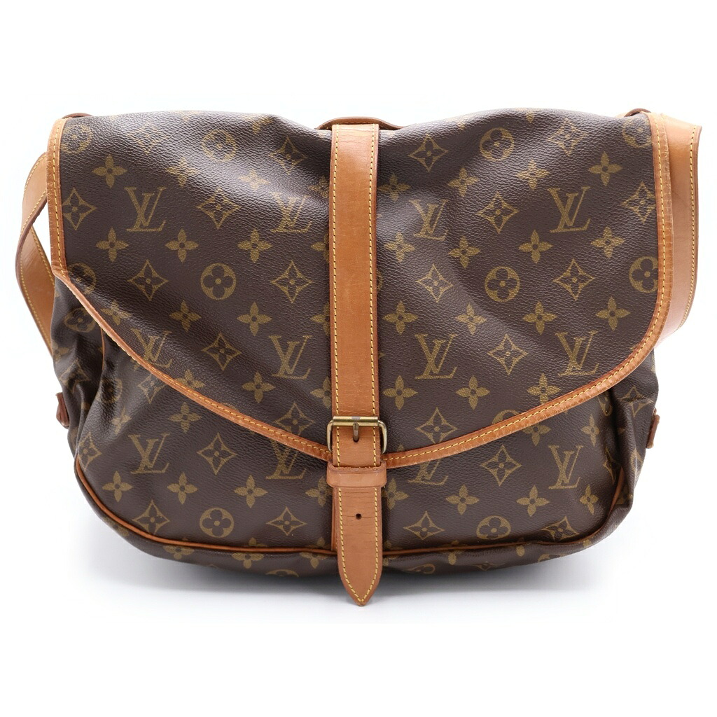 LOUIS VUITTON(ルイヴィトン) モノグラム ソミュール35 ショルダーバッグ ブラウン レザー&times;PVC M42254 ゴールド金具【中古】【程度B】【カラーブラウン】【取扱店舗BRING有楽町マルイ店】｜ブランド買取・販売　BRING