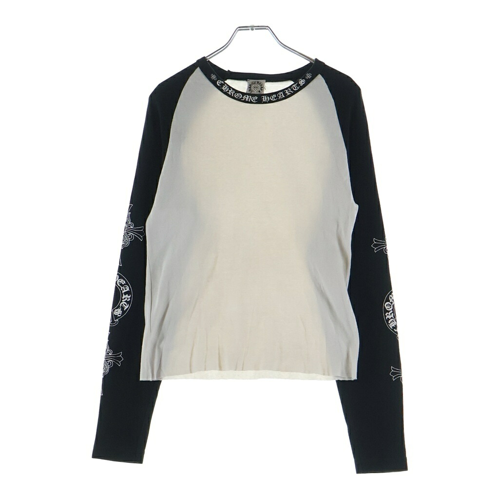 CHROME HEARTS(クロムハーツ) サイズ:M OLD FairyCross Neck logo L/S Tee オールド ネックロゴ フェアリークロスプリント長袖ラグランTシャツ ブラック/ホワイト【中古】【程度B】【カラーブラック】【取扱店舗BRING心斎橋店】｜ブランド買取・販売　BRING