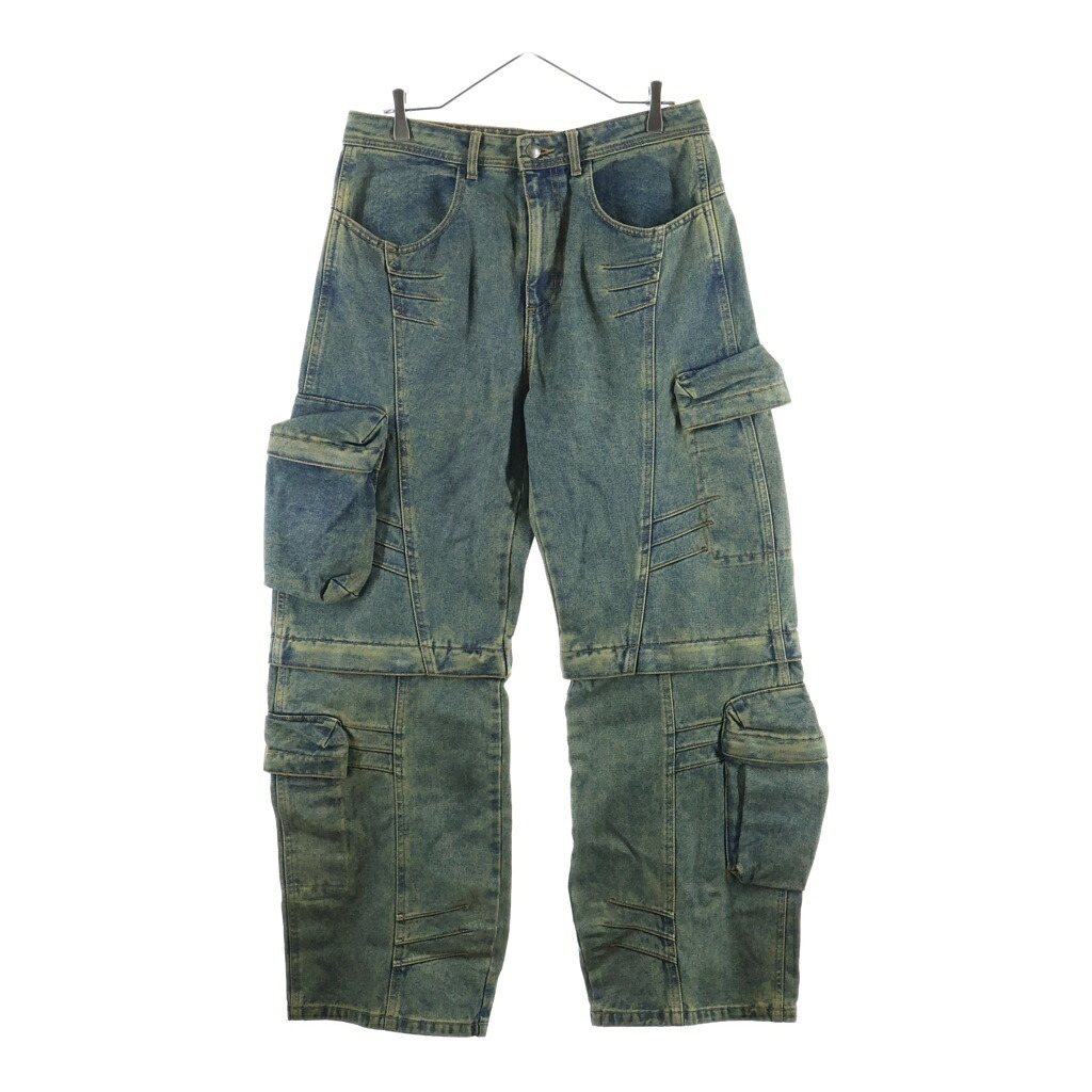 ADSB ANDERSSON BELL(アンダースンベル) サイズ:30 CARGO COATED WIDE LEG JEANS カーゴ コーテッド ワイド レッグ ジーンズ コーテイング加工 カーゴパンツ インディゴブルー apa749m apa749m【中古】【程度B】【カラーブルー】【取扱店舗BRING大宮店】｜ブランド買取・販売　BRING