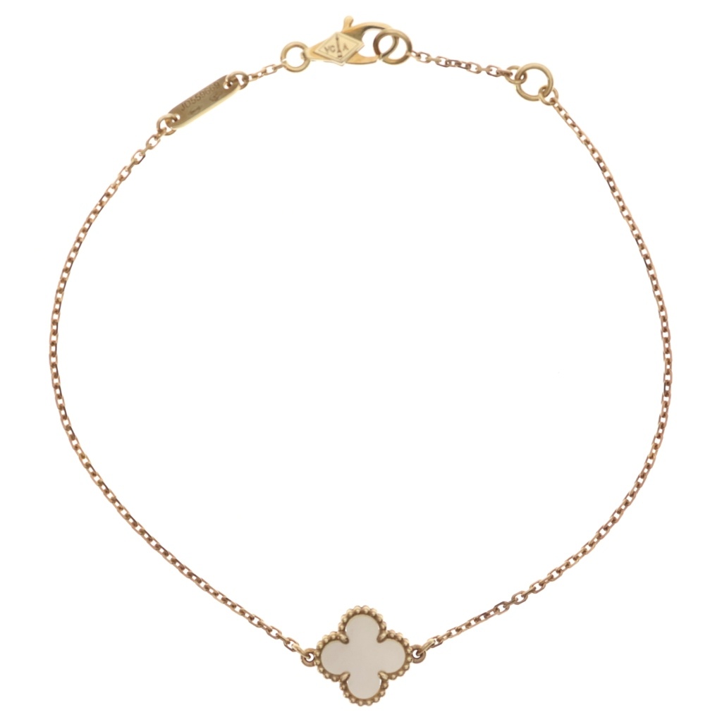 Van Cleef & Arpels(ヴァンクリーフアンドアーペル) スウィートアルハンブラ マザーオブパール ホワイトシェル Au750 K18YG ブレスレット イエローゴールド VCARF68800【中古】【程度B】【カラーイエロー】【取扱店舗BRING：RED新宿東口店】｜ブランド買取・販売　BRING