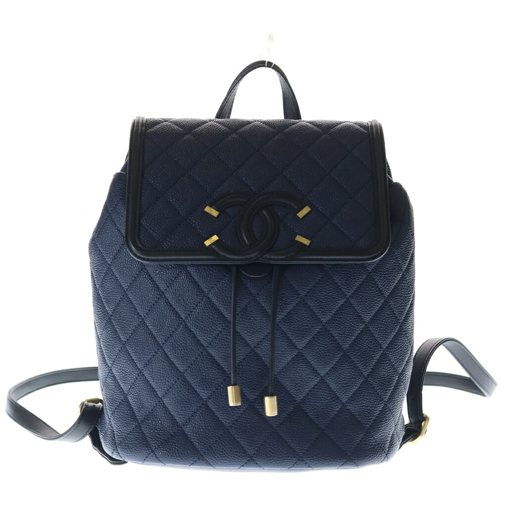CHANEL(シャネル) CCフィリグリー バックパック ネイビー キャビアスキン ゴールド金具 A57090 A57090【中古】【程度B】【カラーネイビー】【取扱店舗新宿】｜ブランド買取・販売　BRING