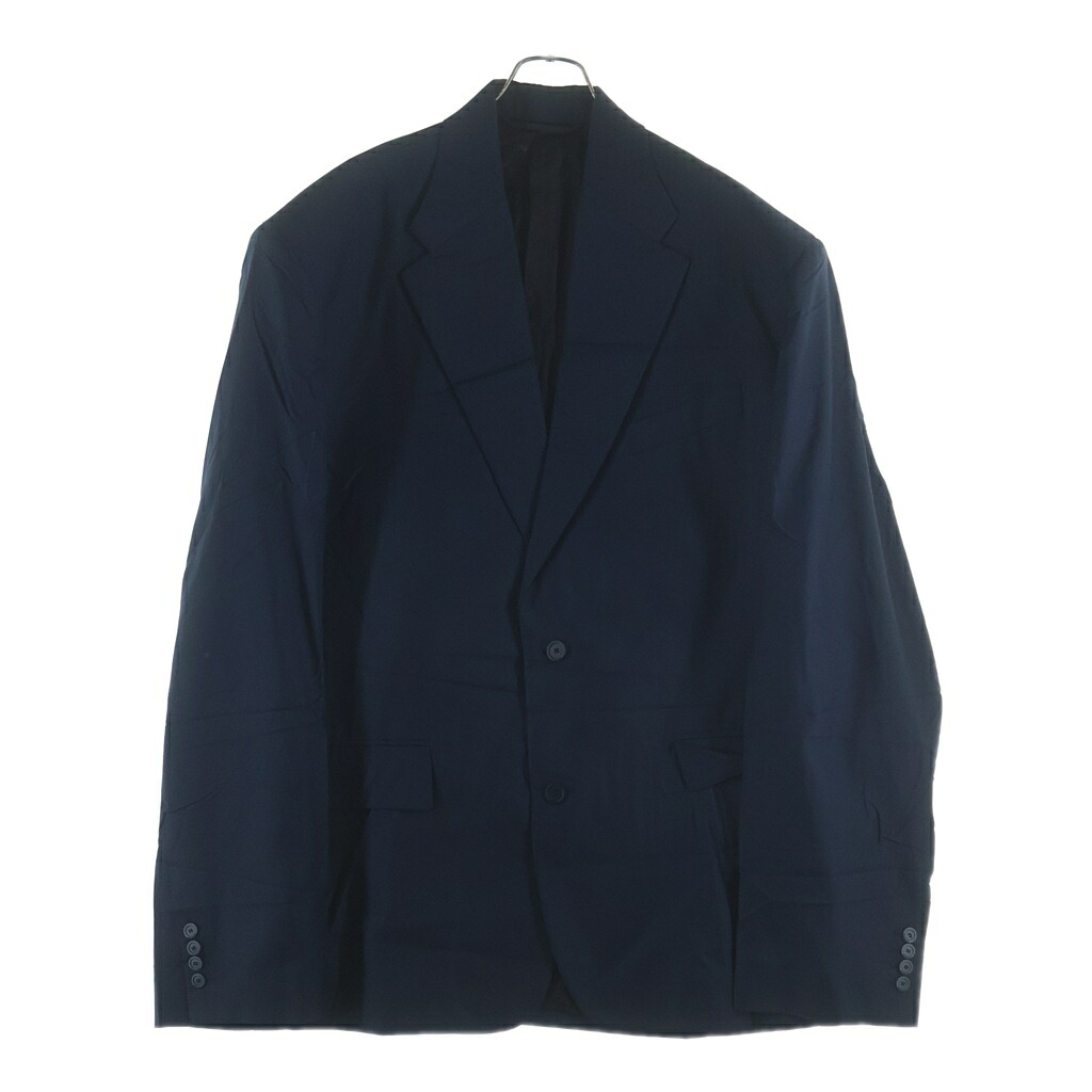 BALENCIAGA(バレンシアガ) サイズ:44 NAVY OVERSIZED SINGLE-BREASTED CREASE EFFECT BLAZER ネイビー オーバーシルエット シングルジャケット ブラック 661434 TKT03【新古品/中古】【程度S】【カラーネイビー】【取扱店舗BRING渋谷ANNEX店】｜ブランド買取・販売　BRING