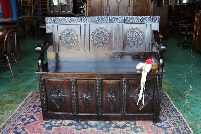 楽天市場】送料無料 イギリスアンティーク 無垢材 チャーチ ベンチ