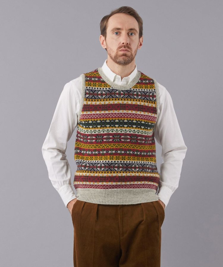【ポロ ラルフローレン】ウール ニット ベスト フェアアイル M カーキ 三越伊勢丹 | DOUBLE RL RALPH LAUREN/ダブル アール エル