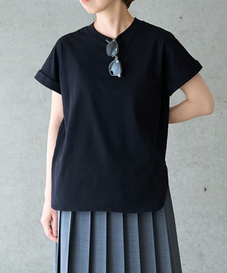 BRITISH MADE ブリティッシュメイド ボックスタックTシャツ(WOMEN) 半袖 無地 袖口折り返し レイヤード コットン100% 天竺素材