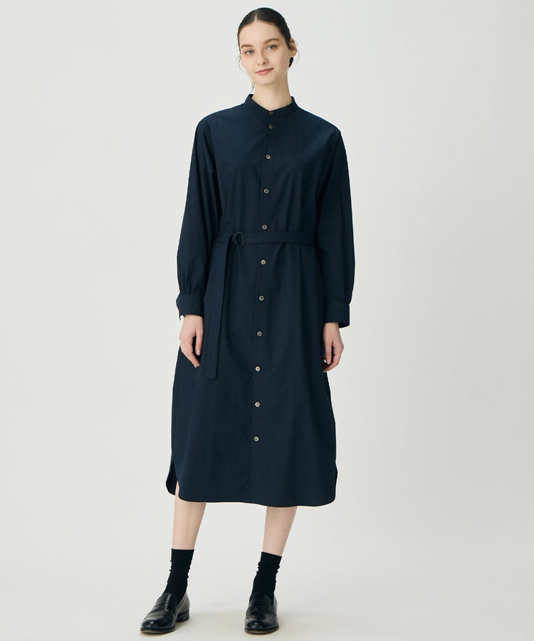 BRITISH MADE ブリティッシュメイド オフィサーシャツワンピース(WOMEN) 全1色 Aラインシルエット 共布ベルト付き 羽織 コットン100%