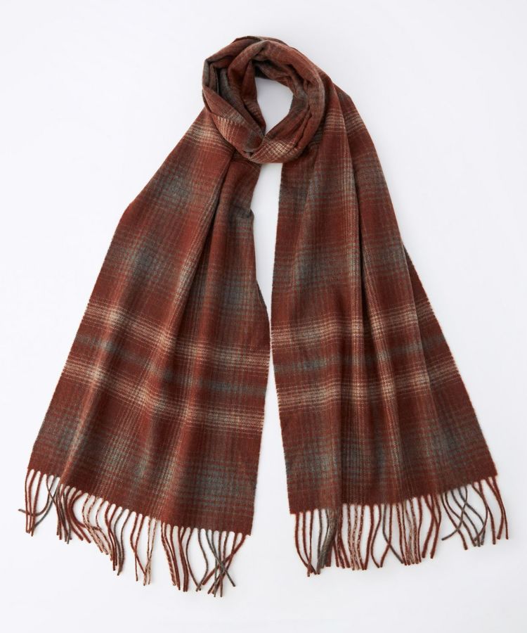 ジョンストンズオブエルガン マフラー レッド系 カシミヤ100% 英国製 Johnstons of Elgin/ジョンストンズ オブ エルガン カシミヤ100