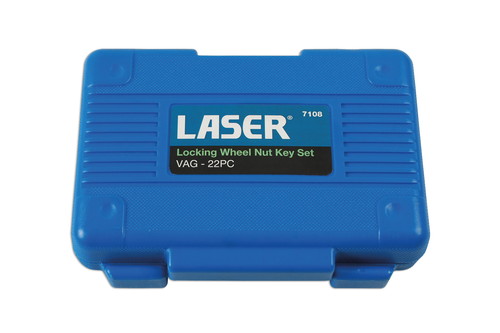 Laser 7108 Locking Wheel Nut Key Set-VAG 22pc