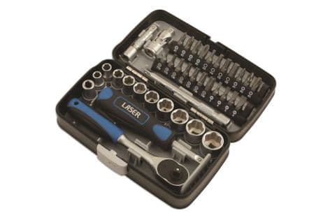 【送料無料】Laser-5960 1/4Dドライブ ソケット & ビット セット 38pc