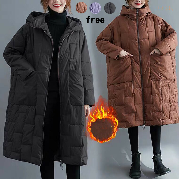 楽天市場 送料無料 ダウンコート レディース ダウンジャケット アウター コート ロングコート 大きいサイズ 秋 冬 防寒 アウター ボア レディース ブラック ブラウン パープル フリーサイズ 新作 ブライトン
