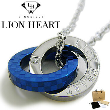 楽天市場 ライオンハート ネックレス メンズ Lion Heart ダブルリングネックレス 04n135smbl ステンレスネックレス ブルーリボンジャパン