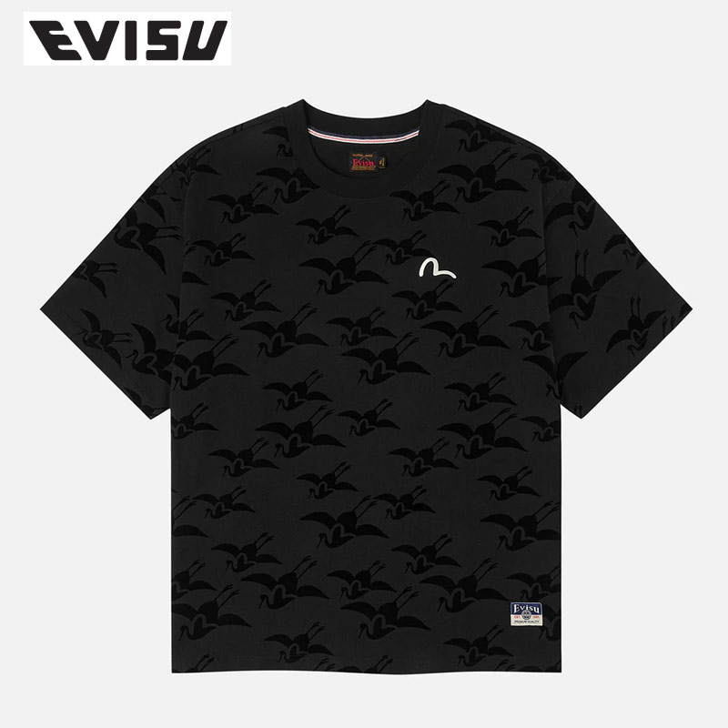 EVISU エビス Tシャツ ブラウン カモメ パイル地 EVISU エビス エビスジーンズ ブランド メンズ トップス 半袖 T