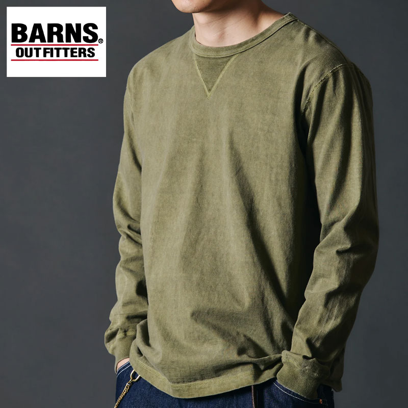 ジョージバーンズ ロンT メンズ BARNS 長袖 ティーシャツ “STANDARD” 14/- COZUN 両Vガゼット 労働者の一団のど首 長袖ティーシャツ BR-3043PG 無地 日本製 コズン 黒 黒いこと カーキ えの具 アウトフィッターズ outfitters