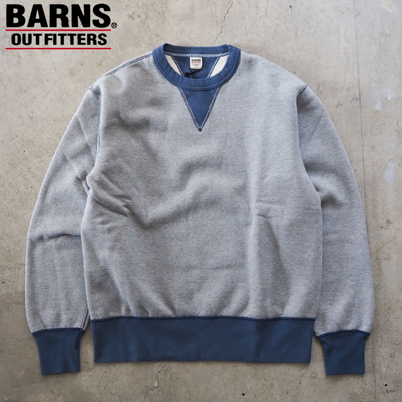 BARNS OUTFITTERS バーンズ トレーナー メンズ 30/7 COZUN はめ込み両Vガゼット スウェット BR-3301 日本製 ブラック ガゼット 肉厚 ヘビーウエイト グレー ブラック 黒 長袖 XL XXL XXXL アウトフィッターズ