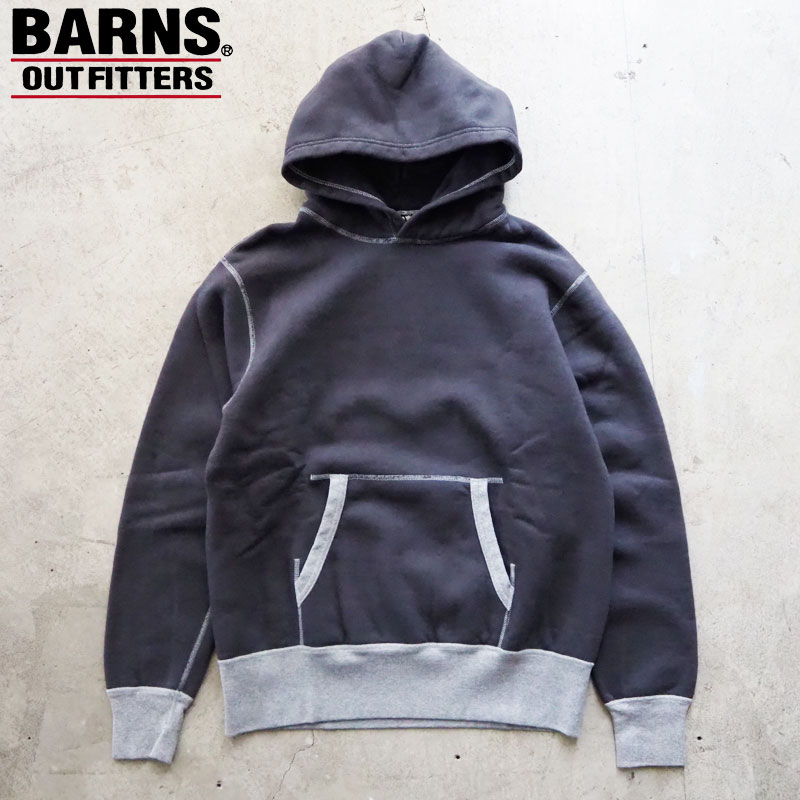 バーンズ パーカー メンズ BARNS OUTFITTERS プルオーバー 30/7 COZUN 切り替えリブ スウェット BR-3307 日本製 肉厚 プルオーバーパーカー 裏起毛 ヘビーウエイト グレー ブラック 黒 長袖 XL XXL XXXL アウトフィッターズ