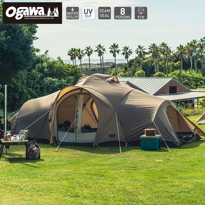 新着商品 ogawa オガワ キャンプ アウトドア トンネル型テント アポロンS 3人用 2777 サンドベージュ×ダークブラウン